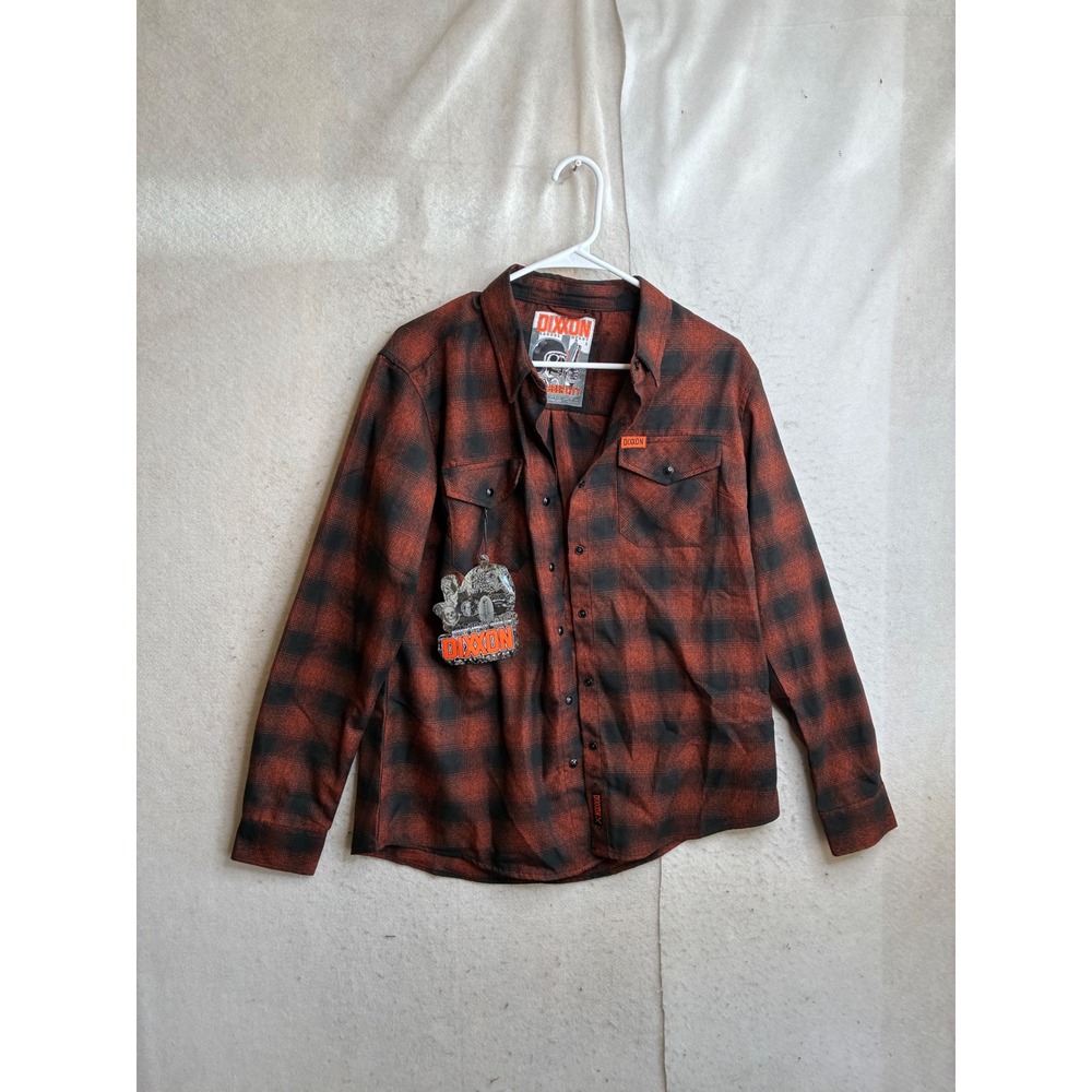 NWT Dixxon Flannel Co Beer City V-Twin Red Black Plaid D-Tech Shirt Mens Large